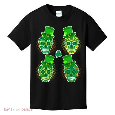 St Patrick's Day Sugar Skulls Kids T-Shirt