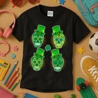 St Patrick's Day Sugar Skulls Kids T-Shirt thumb 3