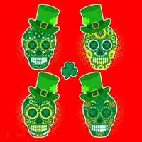 St Patrick's Day Sugar Skulls Santa Hat thumb 1