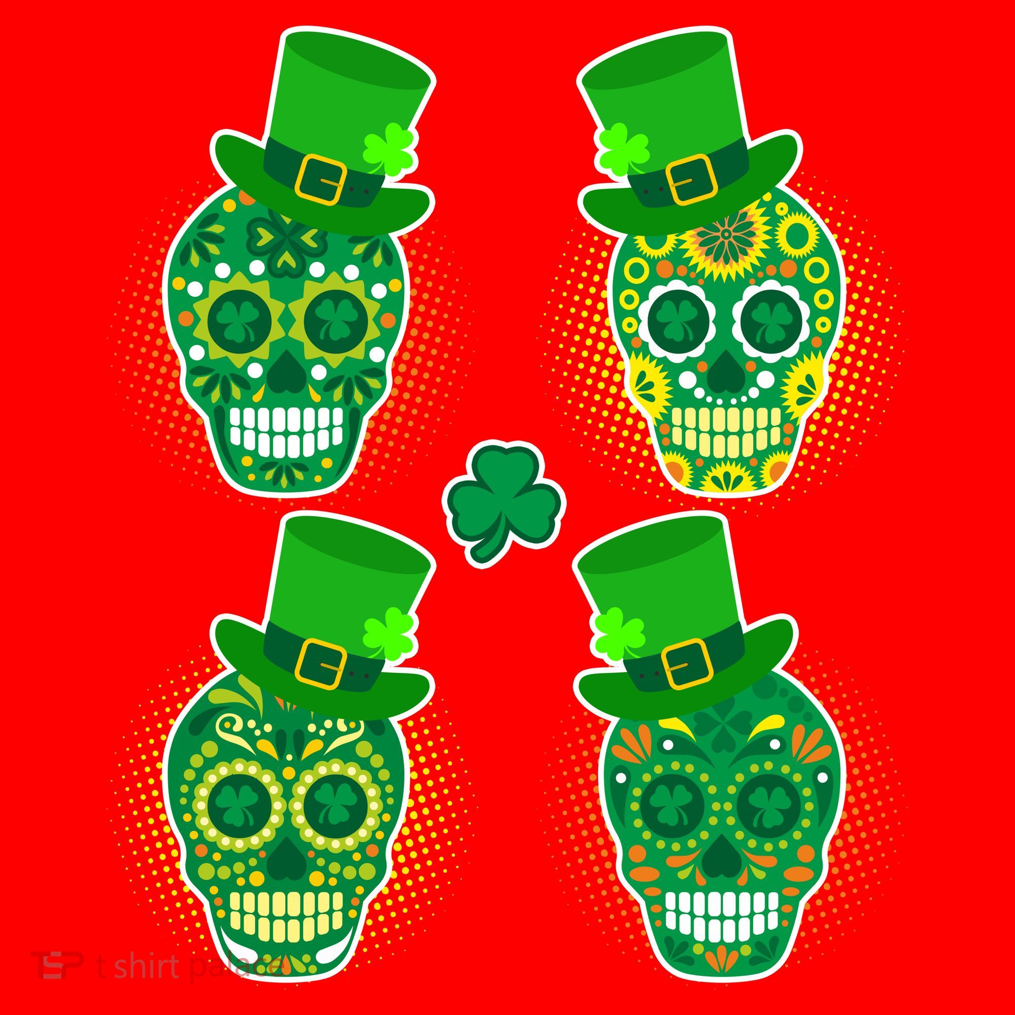 St Patrick's Day Sugar Skulls Santa Hat