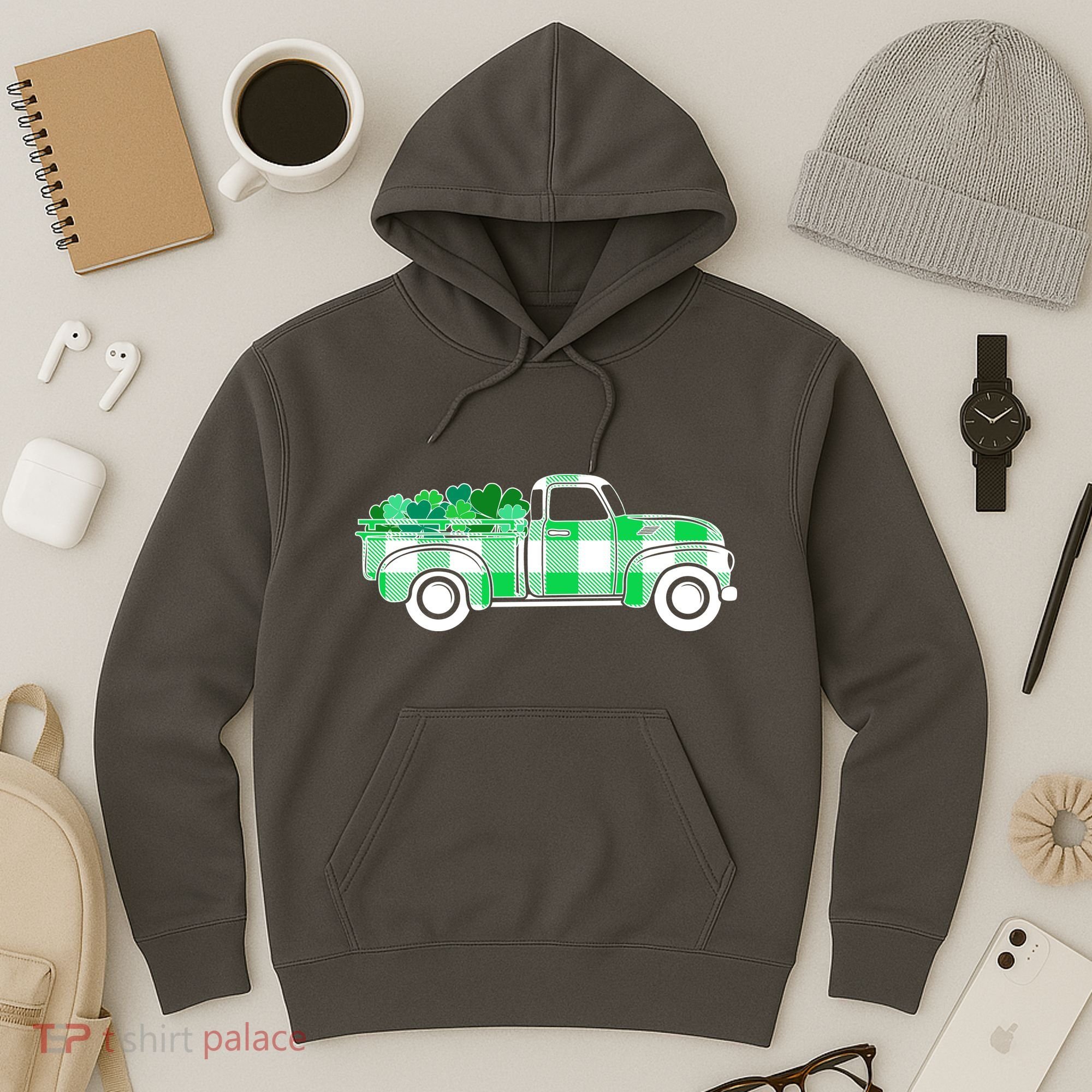 St Patrick's Day Truck Full of Clovers Hoodie