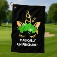 St Patrick's Day Unicorn Magically Un-Pinchable Golf Towel thumb 1