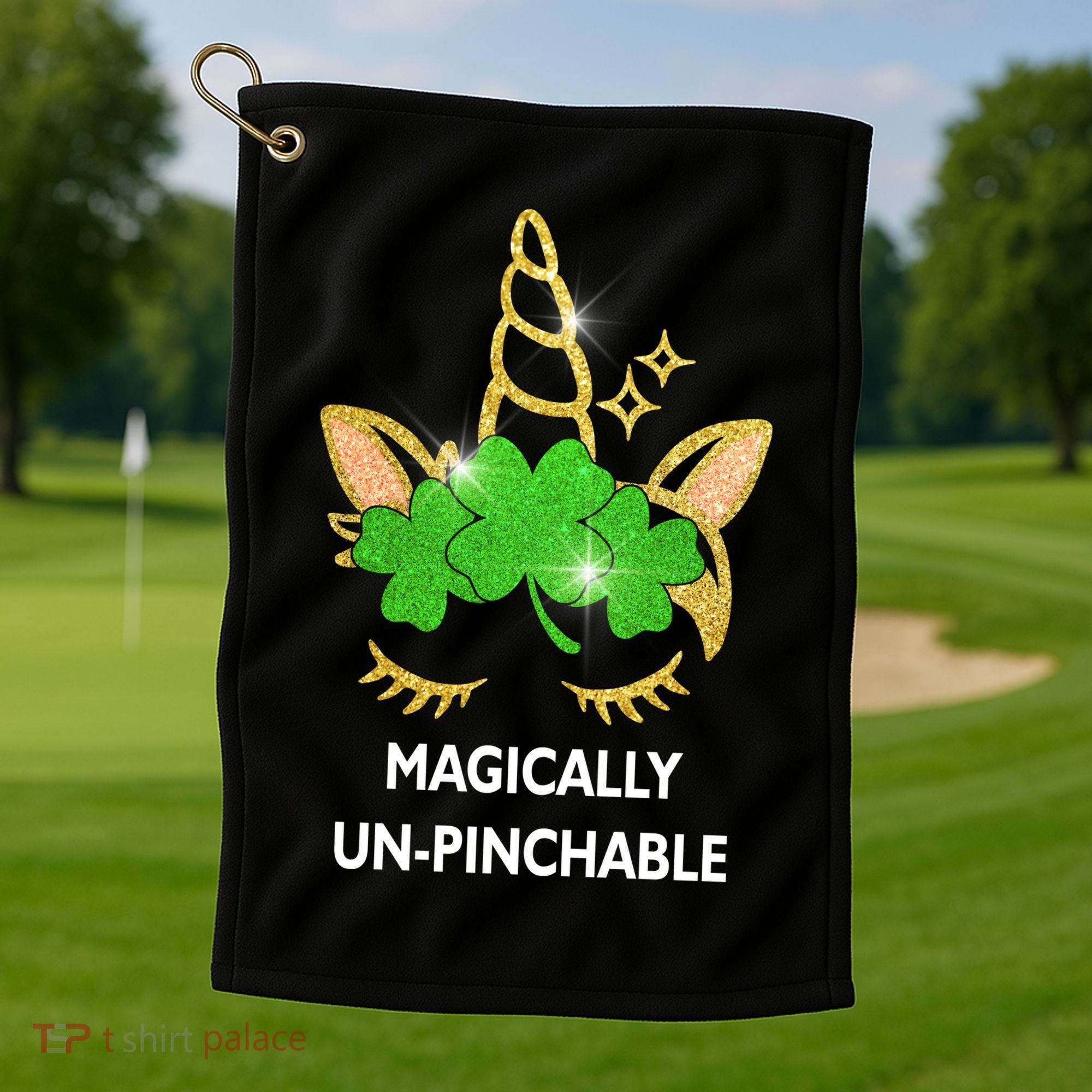 St Patrick's Day Unicorn Magically Un-Pinchable Golf Towel