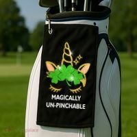St Patrick's Day Unicorn Magically Un-Pinchable Golf Towel thumb 2