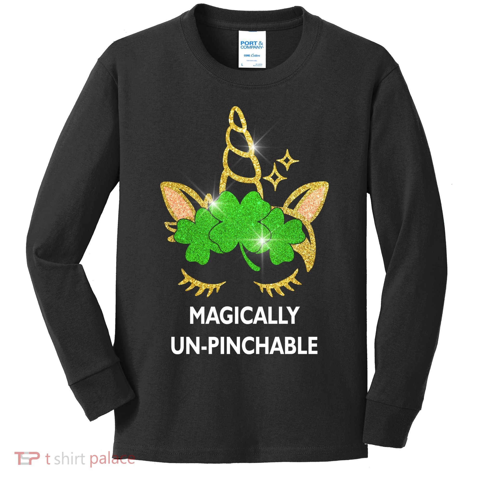 St Patrick's Day Unicorn Magically Un-Pinchable Kids Long Sleeve Shirt