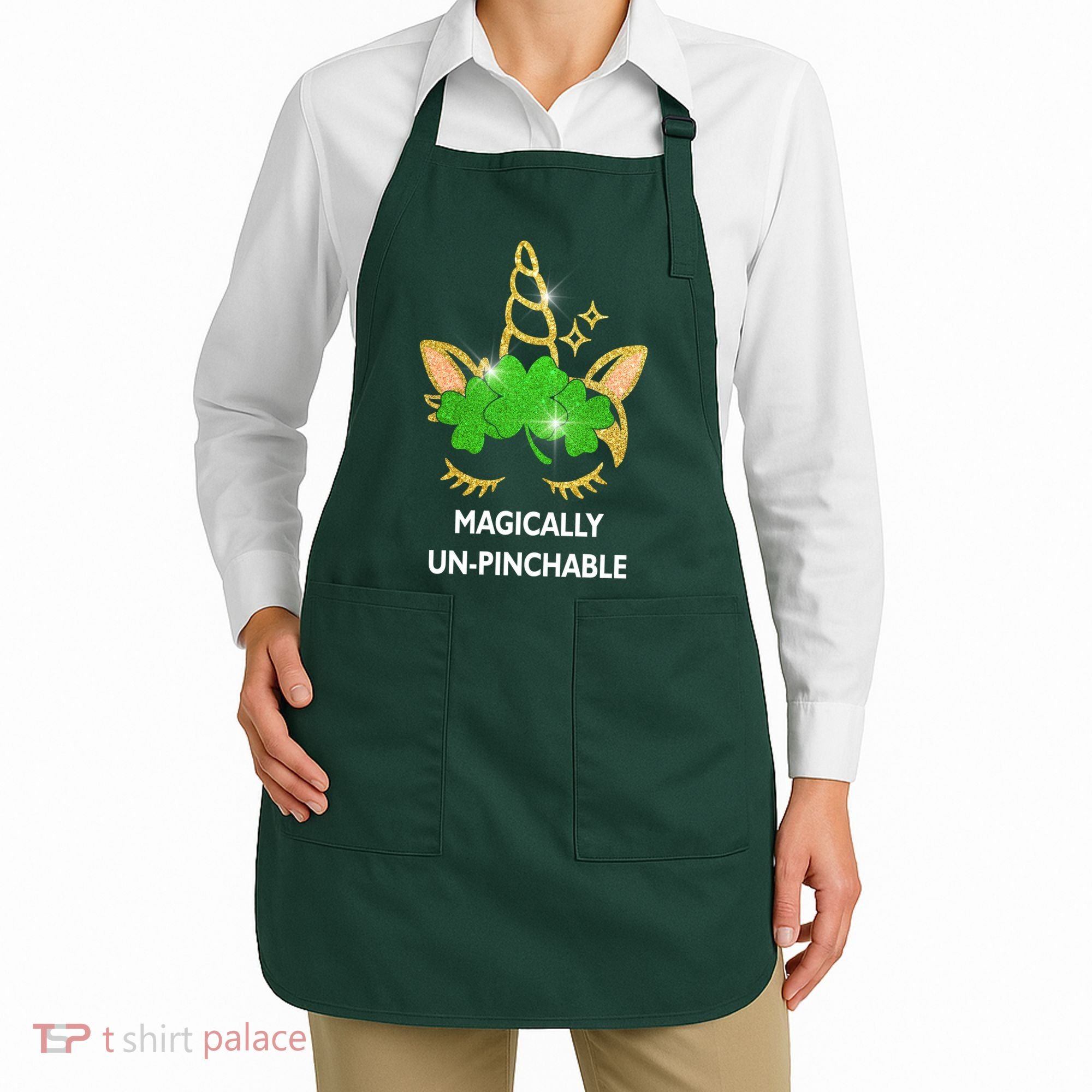 St Patrick's Day Unicorn Magically Un-Pinchable Apron