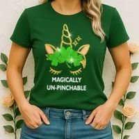 St Patrick's Day Unicorn Magically Un-Pinchable Women's T-Shirt thumb 2