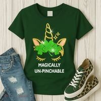 St Patrick's Day Unicorn Magically Un-Pinchable Women's T-Shirt thumb 3