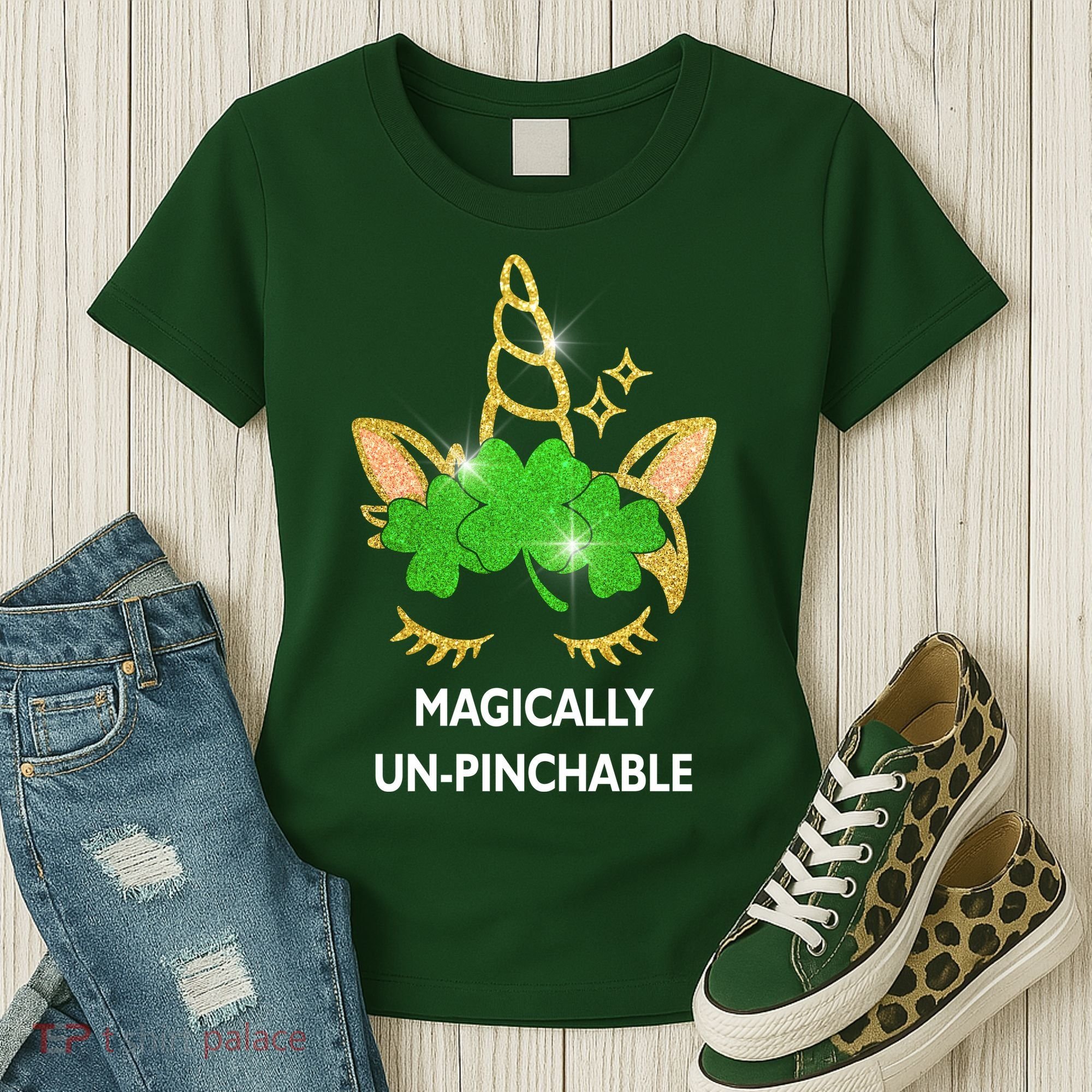 St Patrick's Day Unicorn Magically Un-Pinchable Women's T-Shirt