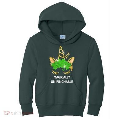 St Patrick's Day Unicorn Magically Un-Pinchable Kids Hoodie