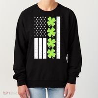 St Patrick's Day USA American Flag Shamrock Clovers Women's Sweatshirt thumb 0