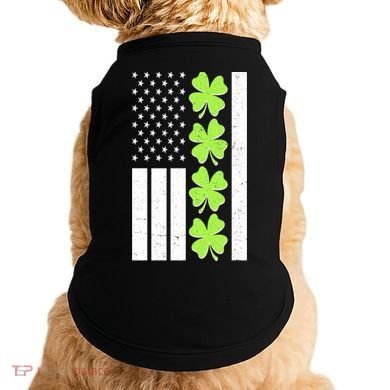 St Patrick's Day USA American Flag Shamrock Clovers Doggie Tank