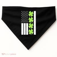 St Patrick's Day USA American Flag Shamrock Clovers USA-Made Doggie Bandana thumb 0