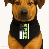 St Patrick's Day USA American Flag Shamrock Clovers USA-Made Doggie Bandana thumb 1