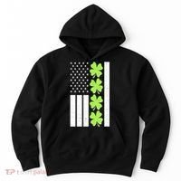 St Patrick's Day USA American Flag Shamrock Clovers Hoodie thumb 0