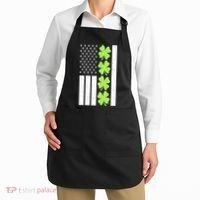 St Patrick's Day USA American Flag Shamrock Clovers Apron thumb 2