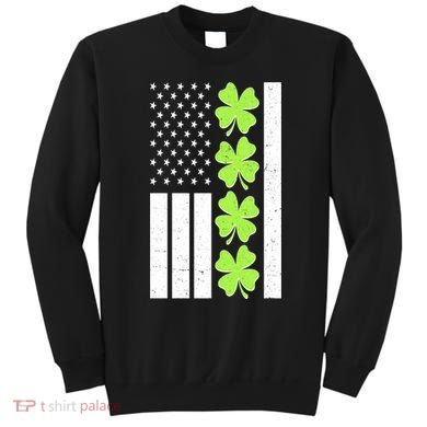 St Patrick's Day USA American Flag Shamrock Clovers Sweatshirt