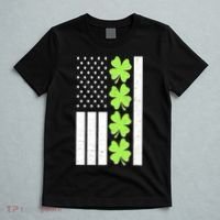 St Patrick's Day USA American Flag Shamrock Clovers T-Shirt thumb 5