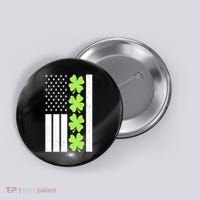 St Patrick's Day USA American Flag Shamrock Clovers Button thumb 0