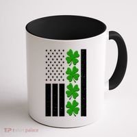 St Patrick's Day USA American Flag Shamrock Clovers Coffee Mug thumb 1