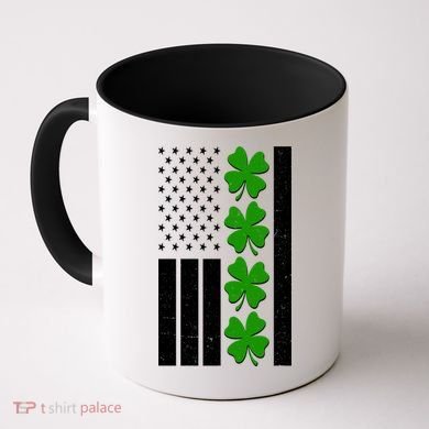 St Patrick's Day USA American Flag Shamrock Clovers Coffee Mug