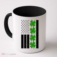 St Patrick's Day USA American Flag Shamrock Clovers Coffee Mug thumb 0