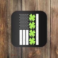 St Patrick's Day USA American Flag Shamrock Clovers Coaster thumb 0