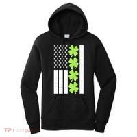 St Patrick's Day USA American Flag Shamrock Clovers Women's Hoodie thumb 0