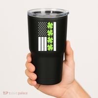 St Patrick's Day USA American Flag Shamrock Clovers Tumbler thumb 2