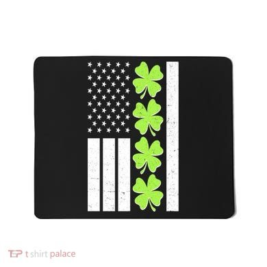 St Patrick's Day USA American Flag Shamrock Clovers Mousepad