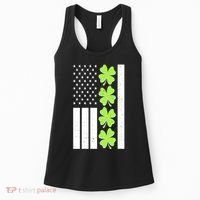 St Patrick's Day USA American Flag Shamrock Clovers Women's Tank Top thumb 0