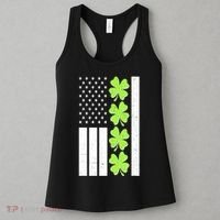 St Patrick's Day USA American Flag Shamrock Clovers Women's Tank Top thumb 3