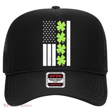 St Patrick's Day USA American Flag Shamrock Clovers Hat