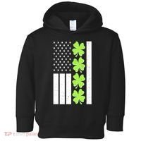 St Patrick's Day USA American Flag Shamrock Clovers Toddler Hoodie thumb 0