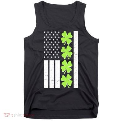 St Patrick's Day USA American Flag Shamrock Clovers Tank Top
