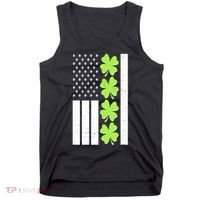 St Patrick's Day USA American Flag Shamrock Clovers Tank Top thumb 0