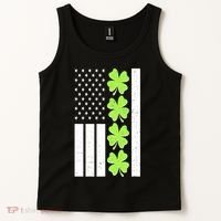 St Patrick's Day USA American Flag Shamrock Clovers Tank Top thumb 2