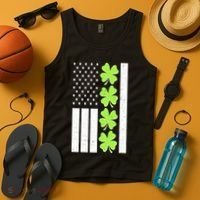 St Patrick's Day USA American Flag Shamrock Clovers Tank Top thumb 4