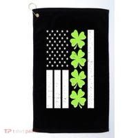 St Patrick's Day USA American Flag Shamrock Clovers Golf Towel thumb 0