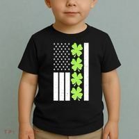 St Patrick's Day USA American Flag Shamrock Clovers Toddler T-Shirt thumb 2