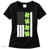 St Patrick's Day USA American Flag Shamrock Clovers Women's T-Shirt thumb 0