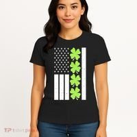 St Patrick's Day USA American Flag Shamrock Clovers Women's T-Shirt thumb 4
