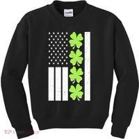 St Patrick's Day USA American Flag Shamrock Clovers Kids Sweatshirt thumb 0