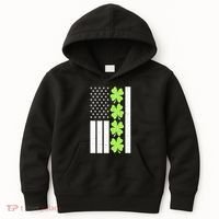 St Patrick's Day USA American Flag Shamrock Clovers Kids Hoodie thumb 0