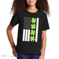St Patrick's Day USA American Flag Shamrock Clovers Kids T-Shirt thumb 2