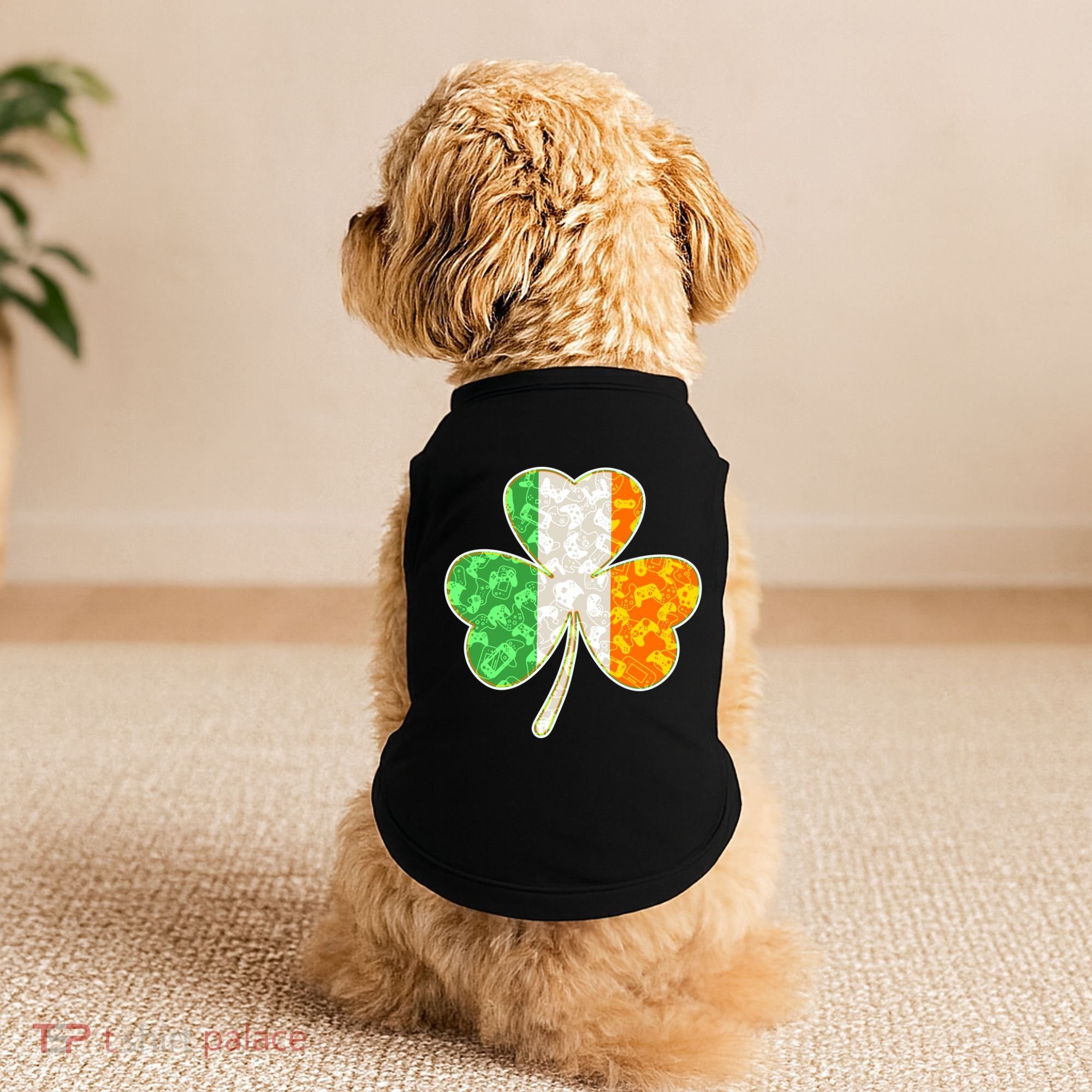St Patrick's Day Video Gamer Shamrock Clover Doggie Tank