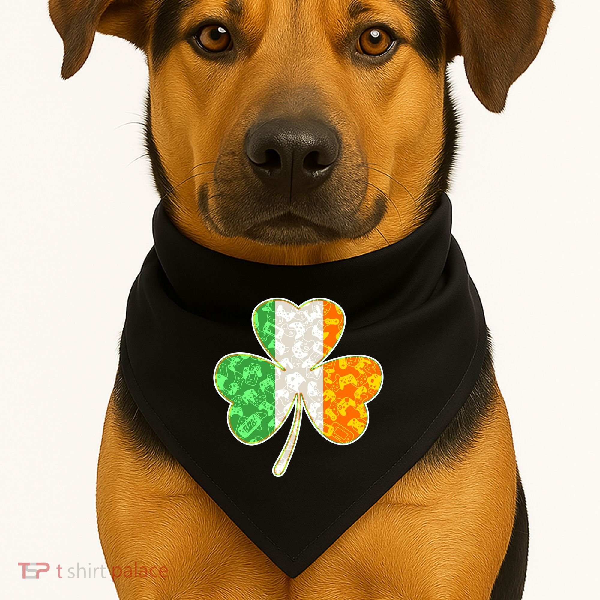 St Patrick's Day Video Gamer Shamrock Clover USA-Made Doggie Bandana