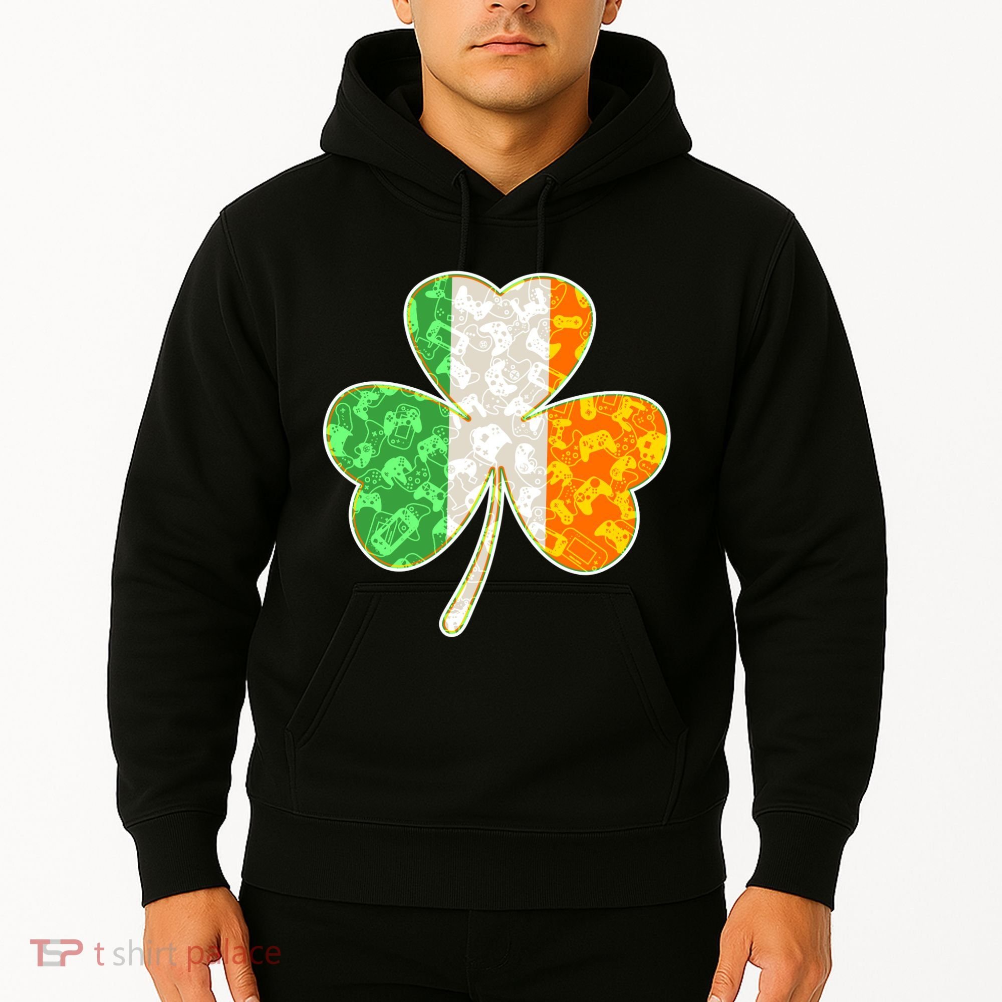 St Patrick's Day Video Gamer Shamrock Clover Hoodie