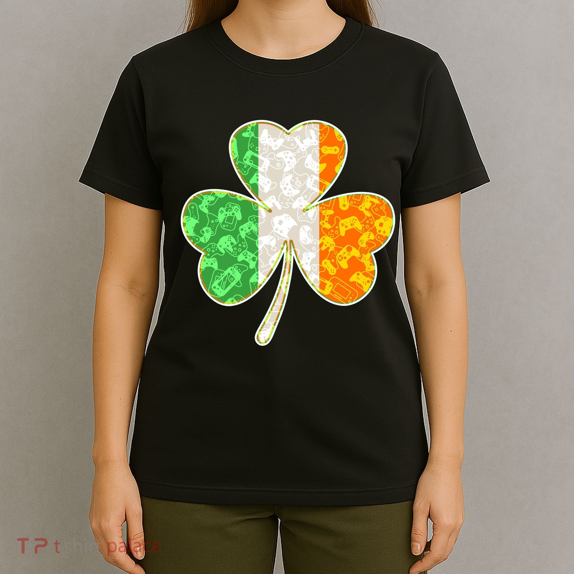 St Patrick's Day Video Gamer Shamrock Clover T-Shirt