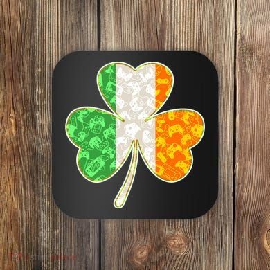 St Patrick's Day Video Gamer Shamrock Clover Coaster
